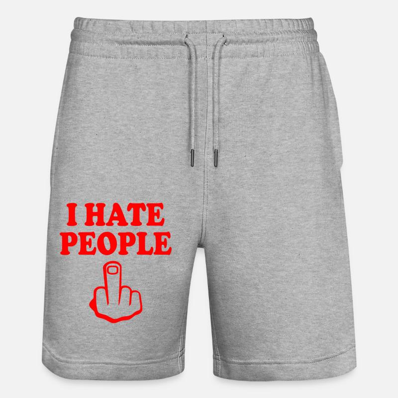 I hate people - Short de jogging bio TRAINER Stanley/Stella unisexe - gris chiné