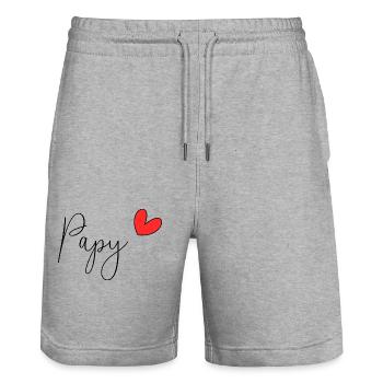 CHRISTMAS. YEAR. ANNIVERSARY. RETIREMENT. DAD. MAMAM. - Stanley/Stella Trainer Unisex Organic Jogging Shorts - heather grey - Front - Nik (191cm) & Marisol (170cm)