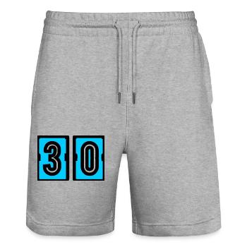 30. 30 YEARS. 30TH ANNIVERSARY. BIRTHDAY 30 YEARS. - Stanley/Stella Trainer Unisex Organic Jogging Shorts - heather grey - Front - Nik (191cm) & Marisol (170cm)