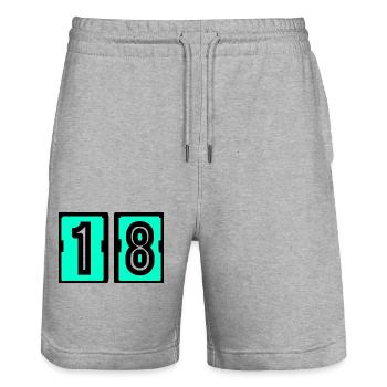 18. 18 ANS. 18e ANNIVERSAIRE. ANNIVERSAIRE 18 ANS. - Short de jogging bio TRAINER Stanley/Stella unisexe - gris chiné - Devant - Nik (191cm) & Marisol (170cm)