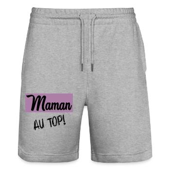 MAMA - Stanley/Stella Unisex Bio Joggingshorts Trainer  - Grau meliert - Vorne - Nik (191cm) & Marisol (170cm)