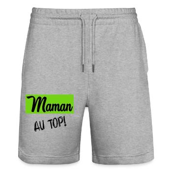 MOM - Stanley/Stella Trainer Unisex Organic Jogging Shorts - heather grey - Front - Nik (191cm) & Marisol (170cm)