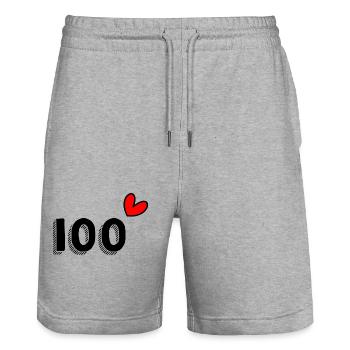100. 100 JAHRE. 100-JÄHRIGES JUBILÄUM. 100. GEBURTSTAG - Stanley/Stella Unisex Bio Joggingshorts Trainer  - Grau meliert - Vorne - Nik (191cm) & Marisol (170cm)