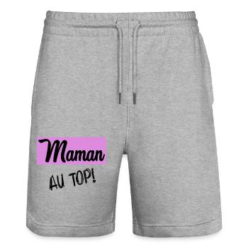 MAMAN - Short de jogging bio TRAINER Stanley/Stella unisexe - gris chiné - Devant - Nik (191cm) & Marisol (170cm)