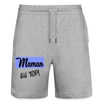 HAPPY MOTHER'S DAY. MOM. MOTHER'S DAY - Stanley/Stella Trainer Unisex Organic Jogging Shorts - heather grey - Front - Nik (191cm) & Marisol (170cm)