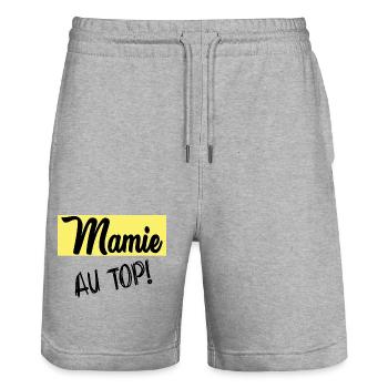 BONNE FÊTE MAMIE - Short de jogging bio TRAINER Stanley/Stella unisexe - gris chiné - Devant - Nik (191cm) & Marisol (170cm)