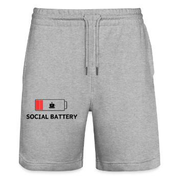 Social Battery - Stanley/Stella Trainer Unisex Organic Jogging Shorts - heather grey - Front - Nik (191cm) & Marisol (170cm)