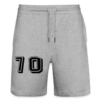 70. 70 YEARS. 70TH ANNIVERSARY. BIRTHDAY 70 YEARS. - Stanley/Stella Trainer Unisex Organic Jogging Shorts - heather grey - Front - Nik (191cm) & Marisol (170cm)
