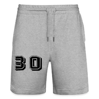 30. 30 YEARS. 30TH ANNIVERSARY. BIRTHDAY 30 YEARS. - Stanley/Stella Trainer Unisex Organic Jogging Shorts - heather grey - Front - Nik (191cm) & Marisol (170cm)
