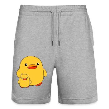 Baby Ente Kind Schwester Bruder Enten Geschwister - Stanley/Stella Unisex Bio Joggingshorts Trainer  - Grau meliert - Vorne - Nik (191cm) & Marisol (170cm)