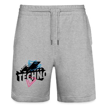 Techno Musique - Short de jogging bio TRAINER Stanley/Stella unisexe - gris chiné - Devant - Nik (191cm) & Marisol (170cm)