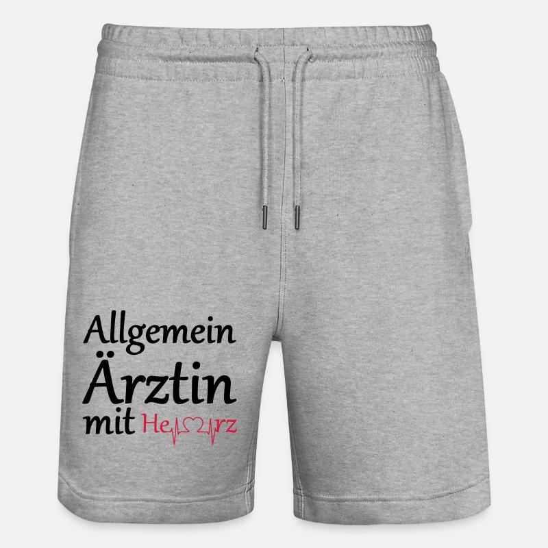 Allgemeinärztin mit Herz Geschenk - Stanley/Stella Unisex Bio Joggingshorts Trainer  - Grau meliert