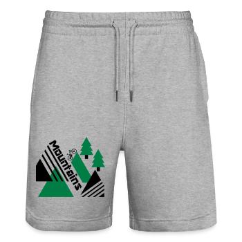Mountain Bike Mountains - Stanley/Stella Trainer Unisex Organic Jogging Shorts - heather grey - Front - Nik (191cm) & Marisol (170cm)