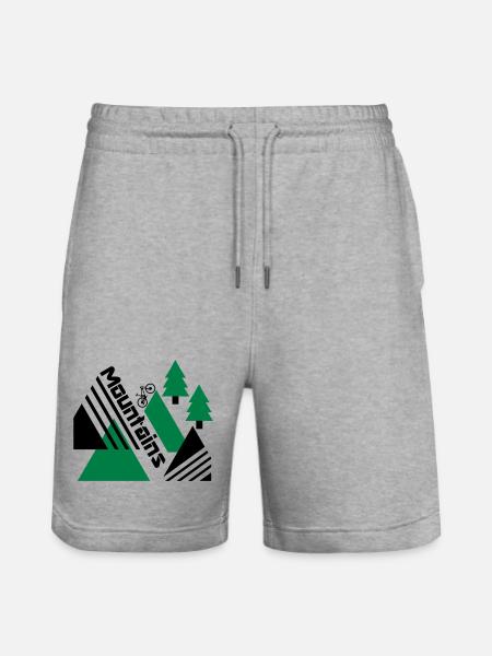 Mountain Bike Mountains - Stanley/Stella Trainer Unisex Organic Jogging Shorts - heather grey