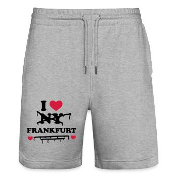 Je n'aime pas NY mais Francfort - Short de jogging bio TRAINER Stanley/Stella unisexe - gris chiné - Devant - Nik (191cm) & Marisol (170cm)