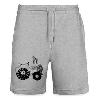 Schicker Traktor - Traktoren - Trecker - Bulldog - Stanley/Stella Unisex Bio Joggingshorts Trainer  - Grau meliert - Vorne - Nik (191cm) & Marisol (170cm)