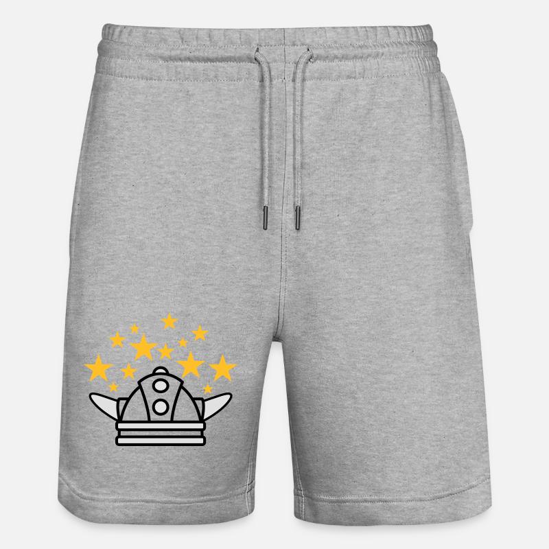 Wikinger Helm Idee - Stanley/Stella Unisex Bio Joggingshorts Trainer  - Grau meliert