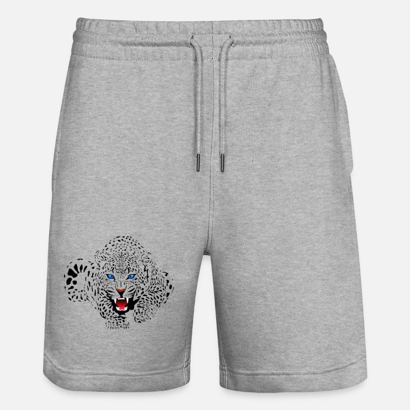 Jaguar aux yeux bleus sur le point d’attaquer - Short de jogging bio TRAINER Stanley/Stella unisexe - gris chiné