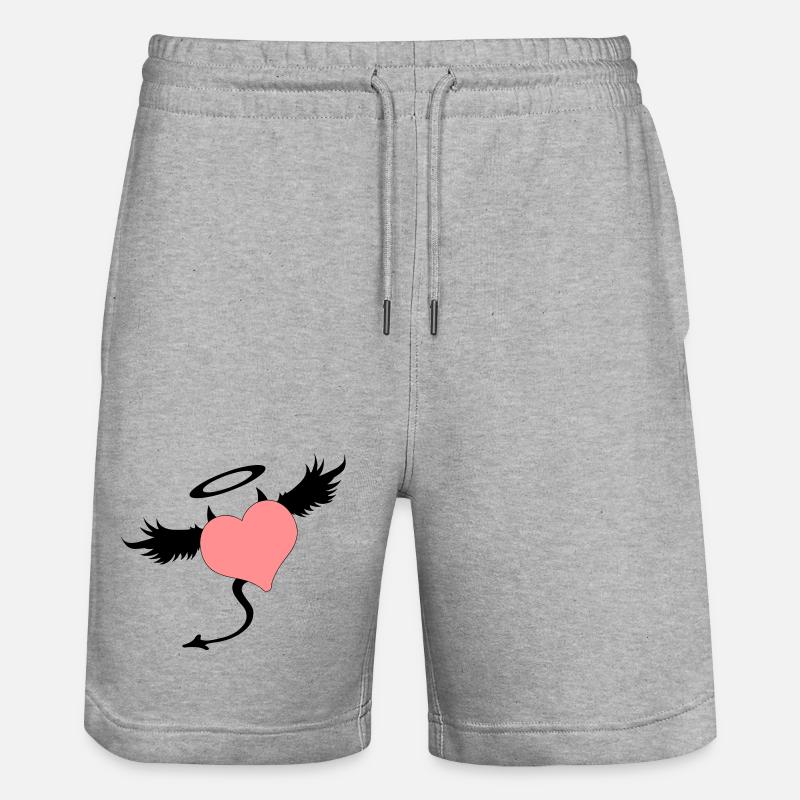 angel devil symbol - Stanley/Stella Trainer Unisex Organic Jogging Shorts - heather grey
