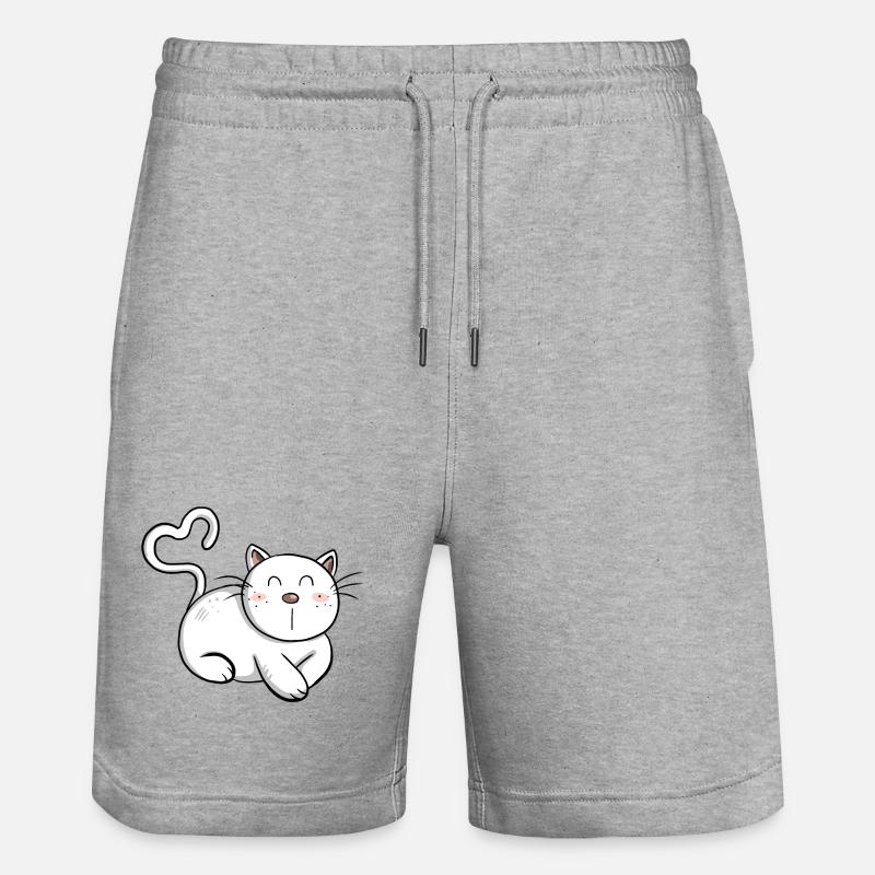 Cat Love I Katzenfreund Geschenk I Katze Comic - Stanley/Stella Unisex Bio Joggingshorts Trainer - Grau meliert