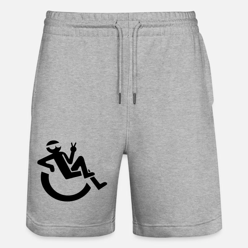 Bild eines entspannten Rollstuhlfahrers # - Stanley/Stella Unisex Bio Joggingshorts Trainer  - Grau meliert