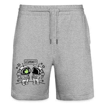 Gesundheit! - Stanley/Stella Unisex Bio Joggingshorts Trainer  - Grau meliert - Vorne - Nik (191cm) & Marisol (170cm)