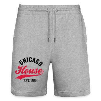 Chicago house est. 1984 - Stanley/Stella Unisex Bio Joggingshorts Trainer  - Grau meliert - Vorne - Nik (191cm) & Marisol (170cm)