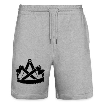 Zimmerer Zunftzeichen - Zimmermann Zunft - Stanley/Stella Unisex Bio Joggingshorts Trainer  - Grau meliert - Vorne - Nik (191cm) & Marisol (170cm)