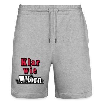 Korn , Party , Weizenkorn ,Klar wie Korn (25) - Stanley/Stella Unisex Bio Joggingshorts Trainer  - Grau meliert - Vorne - Nik (191cm) & Marisol (170cm)