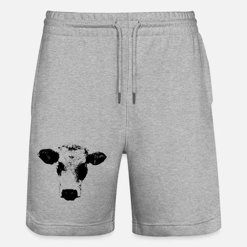 Kuh schwarz weiß Comic - Stanley/Stella Unisex Bio Joggingshorts Trainer - Grau meliert
