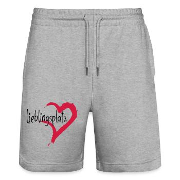 Lieblingsplatz Kissen mit Herz - Stanley/Stella Unisex Bio Joggingshorts Trainer  - Grau meliert - Vorne - Nik (191cm) & Marisol (170cm)