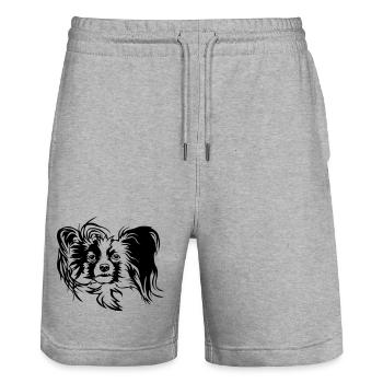 Papillon Kopf - Stanley/Stella Unisex Bio Joggingshorts Trainer  - Grau meliert - Vorne - Nik (191cm) & Marisol (170cm)