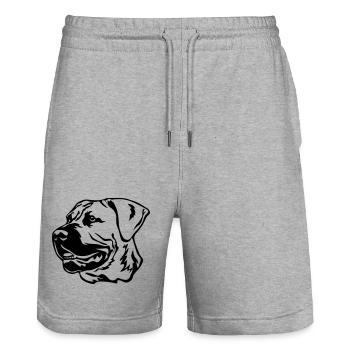 Boerboel Kopf - Stanley/Stella Unisex Bio Joggingshorts Trainer  - Grau meliert - Vorne - Nik (191cm) & Marisol (170cm)
