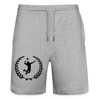 Prix sportif couronne de laurier volleyball - Short de jogging bio TRAINER Stanley/Stella unisexe - gris chiné - Devant - Nik (191cm) & Marisol (170cm)