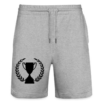 Couronne de laurier de la coupe de sport Cup - Short de jogging bio TRAINER Stanley/Stella unisexe - gris chiné - Devant - Nik (191cm) & Marisol (170cm)