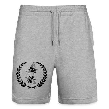 Abeilles en couronne de laurier - Short de jogging bio TRAINER Stanley/Stella unisexe - gris chiné - Devant - Nik (191cm) & Marisol (170cm)