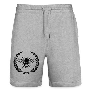 Abeille en couronne de laurier - Short de jogging bio TRAINER Stanley/Stella unisexe - gris chiné - Devant - Nik (191cm) & Marisol (170cm)