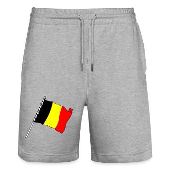 Flag Belgium Flags - Stanley/Stella Trainer Unisex Organic Jogging Shorts - heather grey - Front - Nik (191cm) & Marisol (170cm)