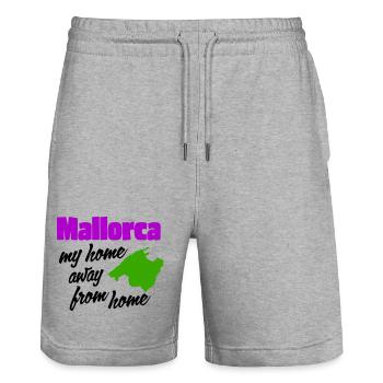 Mallorca - my home away from home - Stanley/Stella Trainer Unisex Organic Jogging Shorts - heather grey - Front - Nik (191cm) & Marisol (170cm)