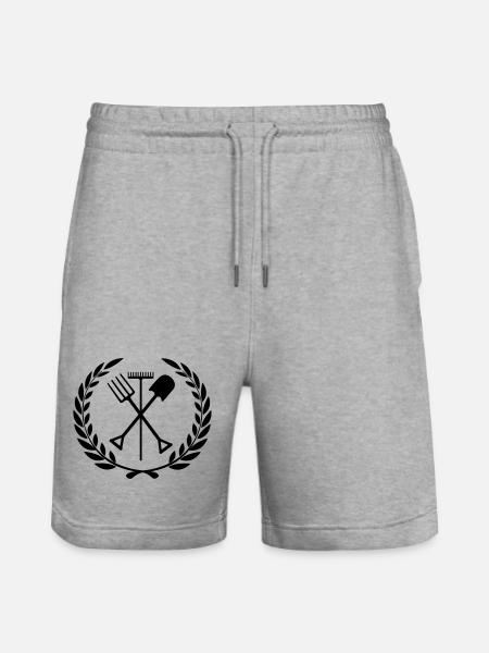 Garden tools rake, shovel, pitchfork - Stanley/Stella Trainer Unisex Organic Jogging Shorts - heather grey