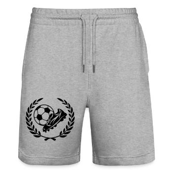 Ballon de football et chaussure de football en couronne de laurier - Short de jogging bio TRAINER Stanley/Stella unisexe - gris chiné - Devant - Nik (191cm) & Marisol (170cm)