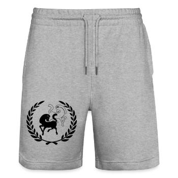 Two horses in laurel wreath transparent horse - Stanley/Stella Trainer Unisex Organic Jogging Shorts - heather grey - Front - Nik (191cm) & Marisol (170cm)