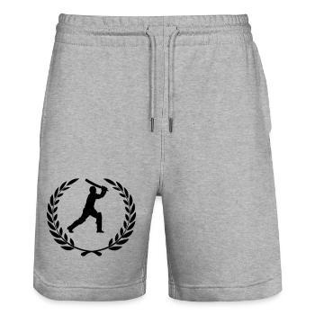 Cricketspieler im Lorbeerkranz - Stanley/Stella Unisex Bio Joggingshorts Trainer  - Grau meliert - Vorne - Nik (191cm) & Marisol (170cm)
