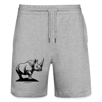 Totem du Rhinoceros - Short de jogging bio TRAINER Stanley/Stella unisexe - gris chiné - Devant - Nik (191cm) & Marisol (170cm)