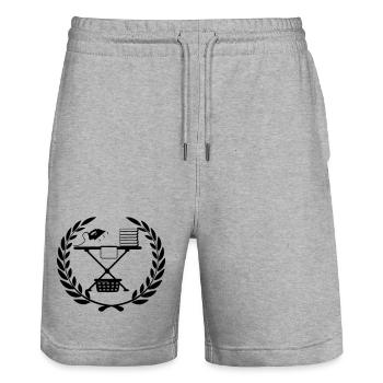 Ironing board in laurel wreath - Stanley/Stella Trainer Unisex Organic Jogging Shorts - heather grey - Front - Nik (191cm) & Marisol (170cm)