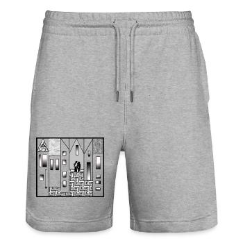 Small town - Stanley/Stella Trainer Unisex Organic Jogging Shorts - heather grey - Front - Nik (191cm) & Marisol (170cm)