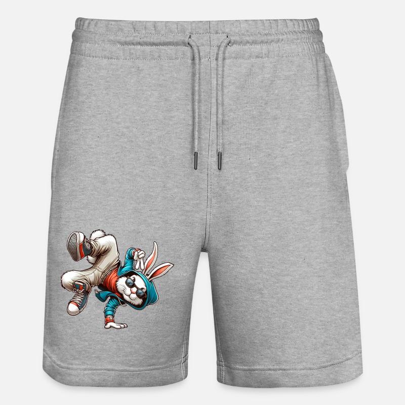 Easter Easter Bunny Dancing Breakdance - Stanley/Stella Trainer Unisex Organic Jogging Shorts - heather grey