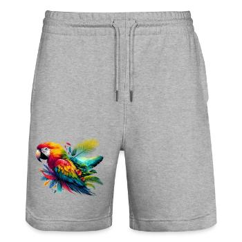 Papagei - Stanley/Stella Unisex Bio Joggingshorts Trainer  - Grau meliert - Vorne - Nik (191cm) & Marisol (170cm)