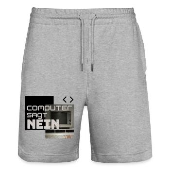 Computer Says NO (Retro) - Stanley/Stella Trainer Unisex Organic Jogging Shorts - heather grey - Front - Nik (191cm) & Marisol (170cm)