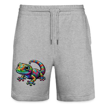 Gecko - Stanley/Stella Unisex Bio Joggingshorts Trainer  - Grau meliert - Vorne - Nik (191cm) & Marisol (170cm)